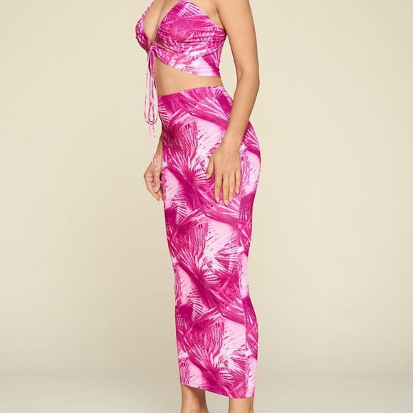LAST CALL!!! 🚨 Stylish Tropical Skirt Set - Fuchsia/Combo - NWT - Picture 5 of 7